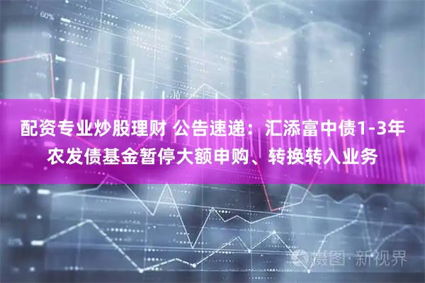 配资专业炒股理财 公告速递：汇添富中债1-3年农发债基金暂停大额申购、转换转入业务